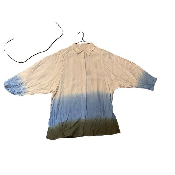 Rachel CoMey Tunic Shirt Button Down Long Sleeves Collared Ombre Womens Small - Picture 4 of 5